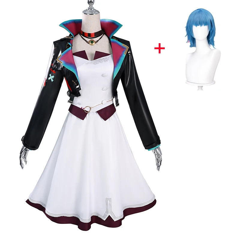 Arcane LOL Powder Wig Jinx Cosplay Women Costume for Female Girls Disguise Clothing Outfits Halloween Carnival Roleplay Suit