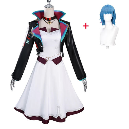 Arcane LOL Powder Wig Jinx Cosplay Women Costume for Female Girls Disguise Clothing Outfits Halloween Carnival Roleplay Suit