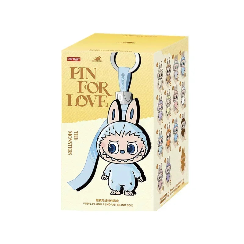 Genuine Pop Mart Pin For Love Labubu V4 The Monsters Blind Box Cute Keychain Christmas Mystery Gift