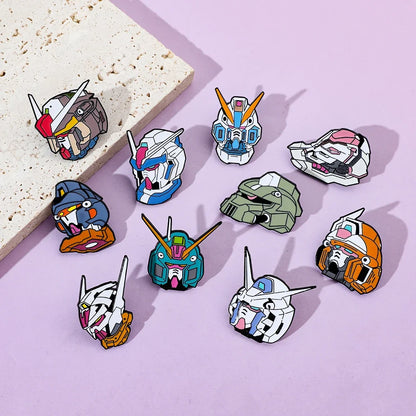 10 Pcs Fashion Anime Brooch Handsome Mobile Suit Gundam Enamel Pin Metal Badge Jewelry Clothing Backpack Accessories Gift