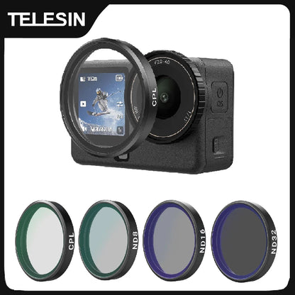 TELESIN CPL ND8 ND16 ND32 UV VND Quick Release Lens Filter for DJI OSMO Action 6 Filter Frame For DJI Action 6 CPL ND Filter Set
