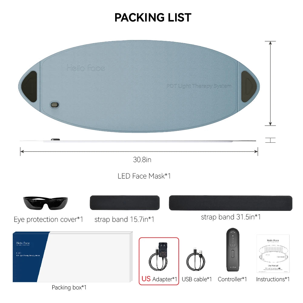 Hello Face LED Light Therapy Mask 78x30 cm Large Pad 720 Chips Infrared Light Therapy Skin Care Machine for Facial Body skincare