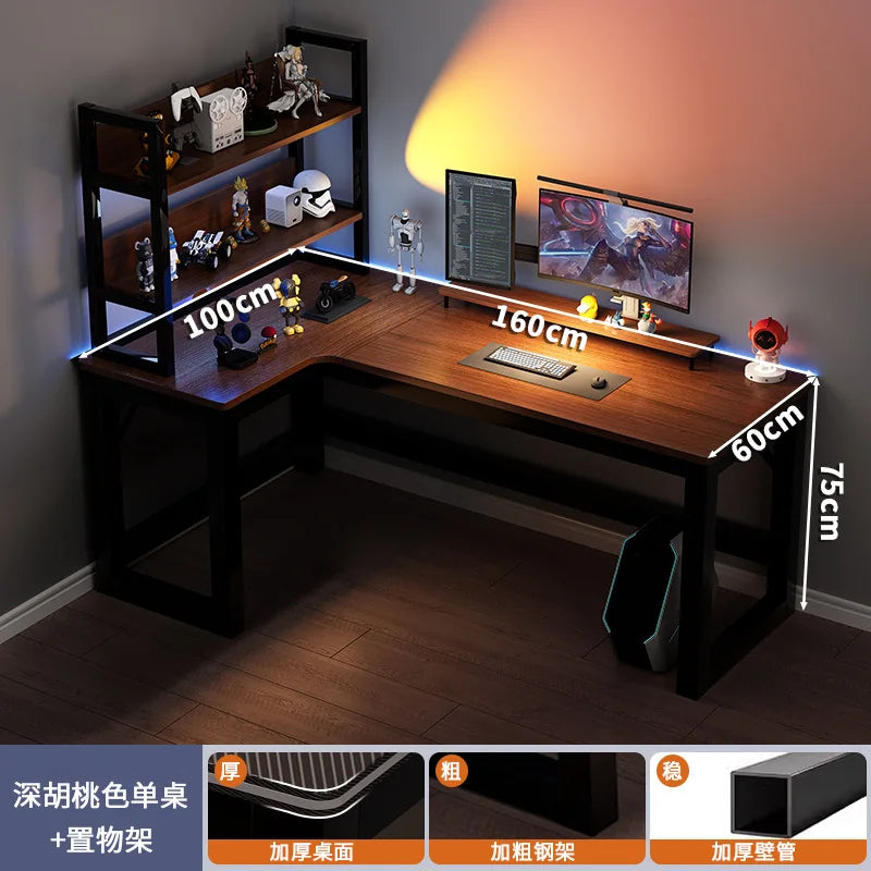Modern Corner Computer Desk L-shaped Desktop Home E-sports Table Game Desk Bookshelf Bedroom Study Table Office Desk Chair