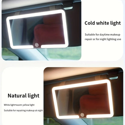 Car Interior Mirrors Sun Visor Plate LED HD Makeup Mirror for Girls Women Rechargeable Fill Light Universal Thin Vanity Mirror