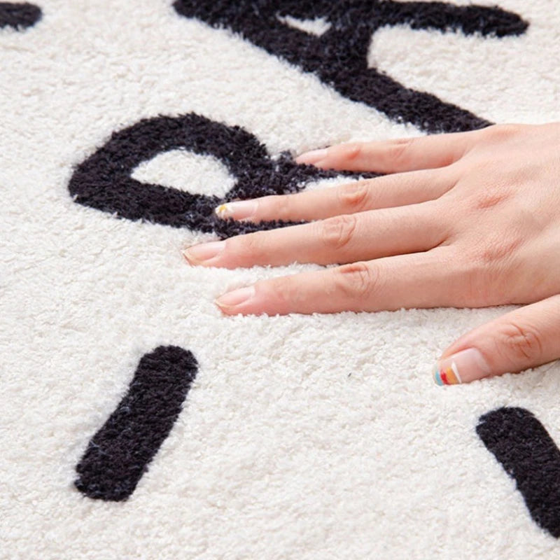 Modern Luxury Carpets for Living Room Fluffy Soft Plush Rug Black White Lines Bedroom Decor Carpet Large Area Washable Study Mat
