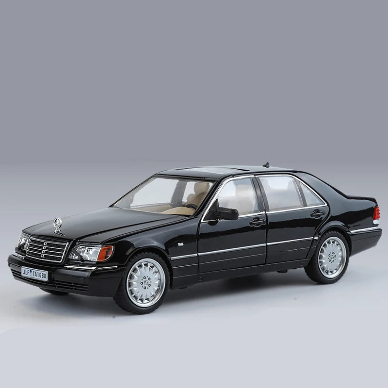 1:24 W140 S320 SEL Street Edition Alloy Classic Car Model Diecasts Metal Retro Old Vehicles Car Model Sound Light Kids Toys Gift
