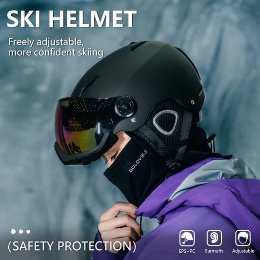 Horntour 2027 Skiing Helmet with Goggles Warm Helmet ABC+EPS High-Quality Ski Helmet Outdoor Sports Ski  Skateboard Helmet