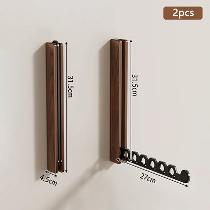 Wood Clothes Hanger  Wall Mounted Drying Rack, Collapsible Design, and Invisible Clothing Organizer for Efficient Space Saving