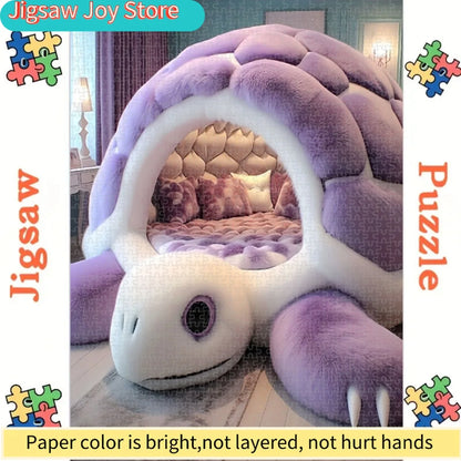 1, 000pcs Puzzle a Purple Turtle Bed, Designed for Living Room Decoration. Made from Soft Plush M
