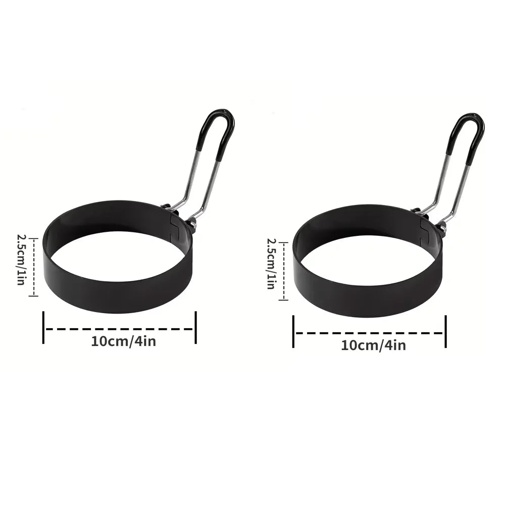 Egg Ring Mold Stainless Steel Non-Stick Pan with Heat Resistant Handle for Frying Hamburgers Easy To Clean Kitchen Cooking Tools