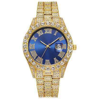 Hot Sale Diamond Watch for Men Luxury Iced Out Watches Calendar Quartz Wristwatches Male Clock Relogio Masculino Drop Shipping