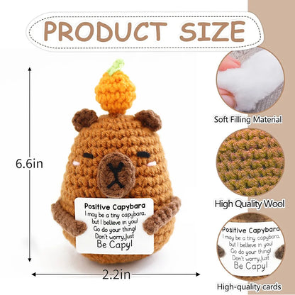Positive Crochet Handmade Amigurumi Doll Emotional Support Pocket Hug Knit Plant Flower Encouragement Gift for Friends Coworker