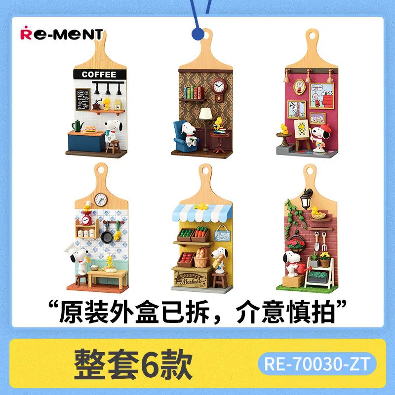 Re-Ment Peanuts Snoopy Miniature Scene Blind Box Wall Hanging Cutting Board Pendant Food Play Figure Daily Life Mini Diorama Set
