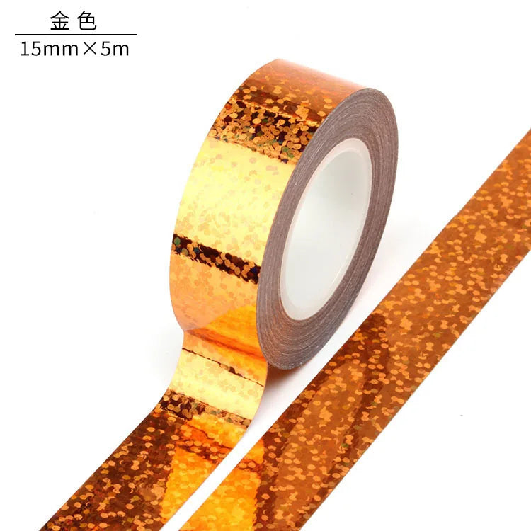 5M Laser Pattern Tape Blue Green Silver Creative Color Basic DIY Bookkeeping Decorative Material Stickers Handmade Tape