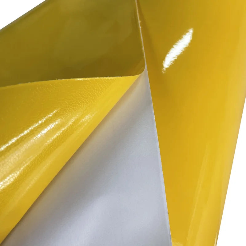 Premium Gloss Bright Yellow Vinyl Wrap Roll Self Adhesive Vehicle Car Decal Wrapping