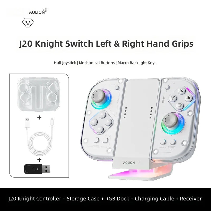 Retro Console Left And Right Aolion J20 Joy-Con Wireless Bluetooth Gamepad for Switch 2/1 PC iOS with Sensory Back Key