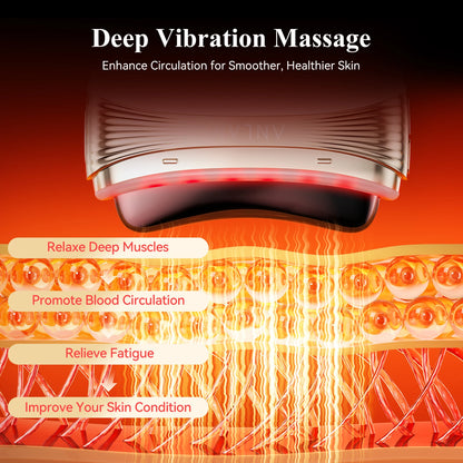 ANLAN 2 In 1 Gua Sha Massager Natural Jade Massage Head 3-Color LED Skincare Microcurrent Scalp Care Vibration Massage Comb