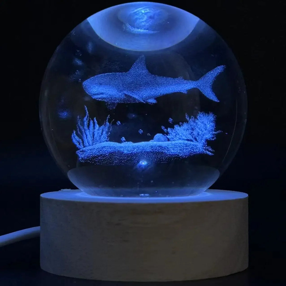 6cm 3D Ocean Shark Crystal Ball night light holiday gifts for friends oceanarium souvenir Decorative glass ball home decor