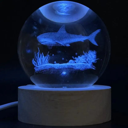 6cm 3D Ocean Shark Crystal Ball night light holiday gifts for friends oceanarium souvenir Decorative glass ball home decor