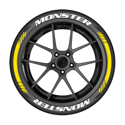 8pcs/lot MONSTER Car Tire Decals 3D PVC Joined Stickers Tire Decor Stickers Car Tuning Tire Decoration Decals Tyre Label Sticker