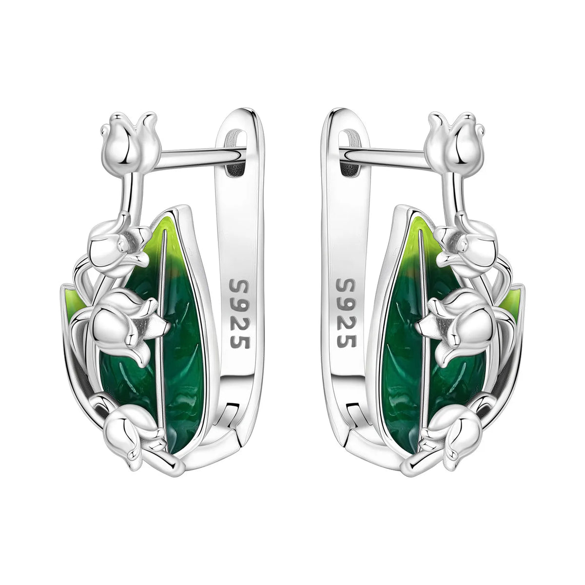 PANPOKI Original 925 Sterling Silver Beautiful Tulip Flower Earrings Women Hoop Earring Anniversary Jewelry Trendy Gifts