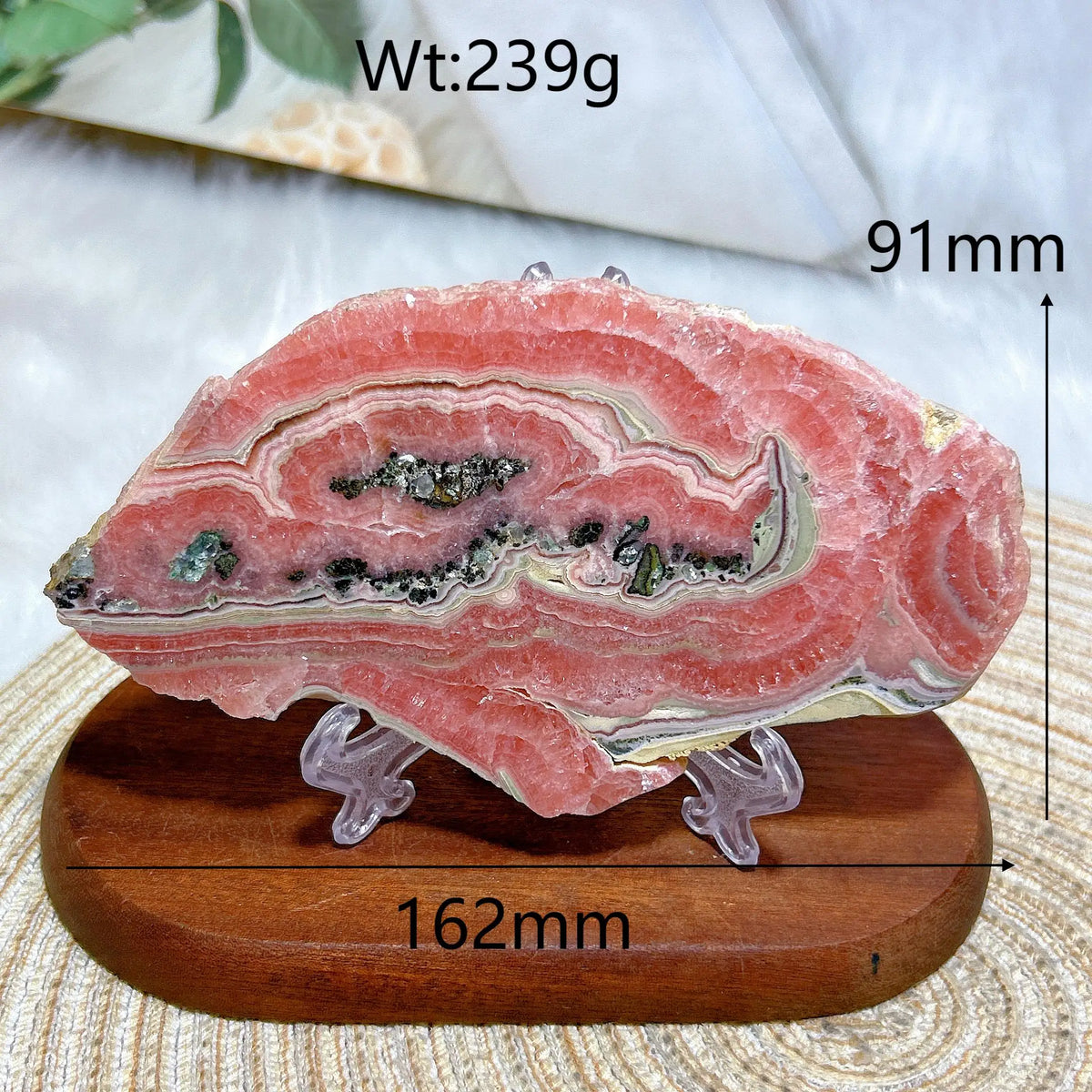 Healing Natural Crystal Rare Argentina Rhodochrosite Large Slices Slab Ore Mineral Gemstones Ornament Home Decoration Gift