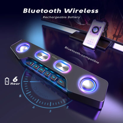FIFINE Bluetooth RGB Gaming Speakers, Wireless/Wired Computer Speakers with Dynamic Lights for PC, Phone, Parties & Gaming - A16