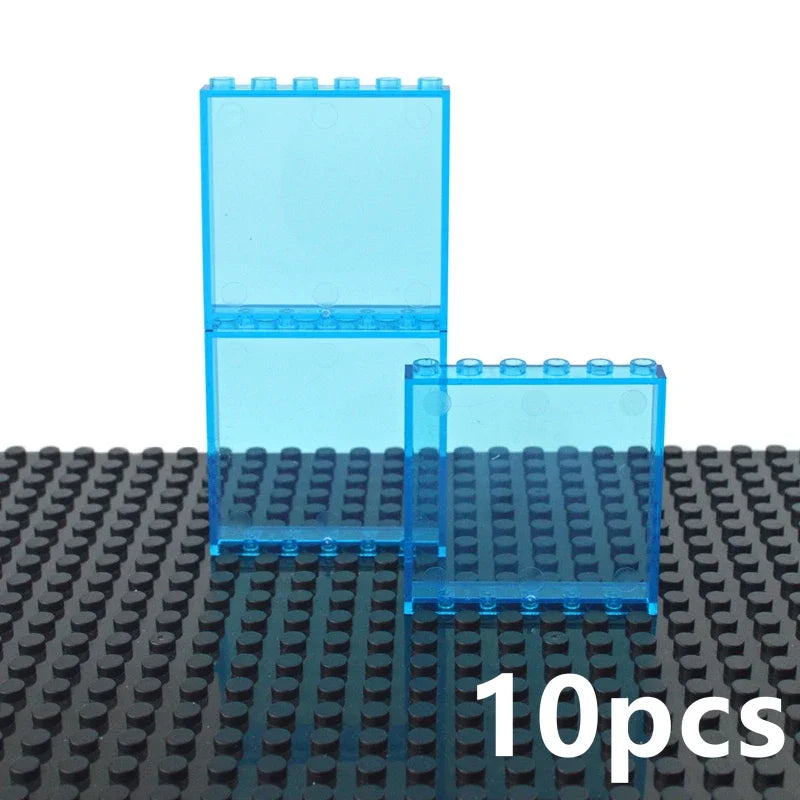 DIY Building Block 10pcs Door Window Frame Wall City 1x6x5 1*4x3 Glass Transparent Panel House Parts MOC Bricks 59350 59349 Toy