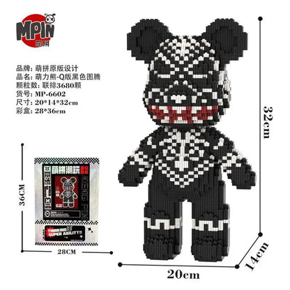 Weeding Bear Building Block Art Cake Bear Eternal Heart Bouquet Bear Ornament DIY Assembly Mini Brick Figure for Birthday Gift