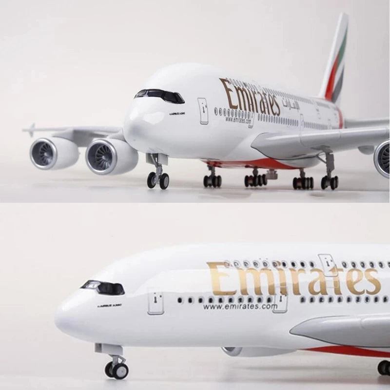 Airbus A380 UAE/Emirates Toy Plane Model 1/160 Scale 18 Inches Large Model Airplane Toy Kits with Stand Airliner Model Plane