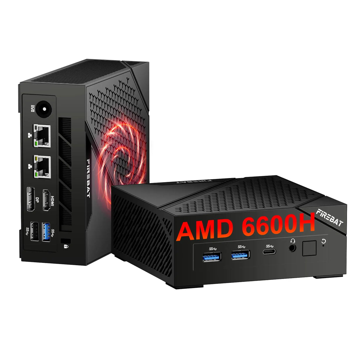 FIREBAT AM02 Mini PC AMD Ryzen 5 6600H CPU 6C/12T 16GB LPDDR5 RAM 512GB SSD Windows 11 Desktop WIFI6 BT5.2 Gaming Computer