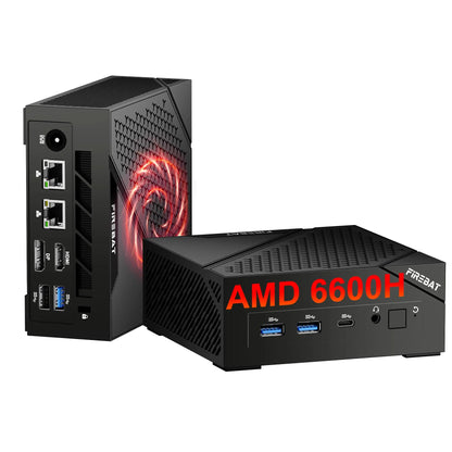 FIREBAT AM02 Mini PC AMD Ryzen 5 6600H CPU 6C/12T 16GB LPDDR5 RAM 512GB SSD Windows 11 Desktop WIFI6 BT5.2 Gaming Computer