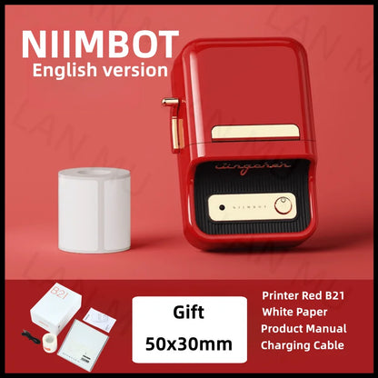 NIIMBOT B21 Label Printer Portable Wir-eless Bluetooth Thermal Label Maker Sticker Printer Color Clear label paper with printer