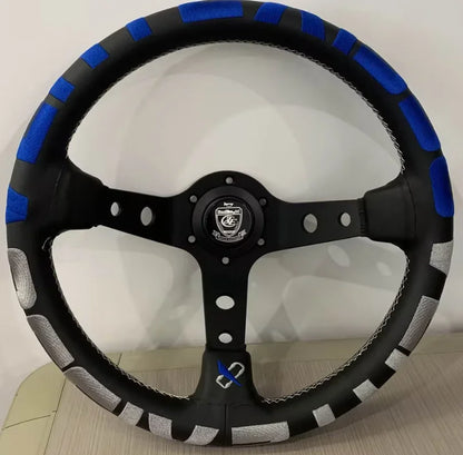 Vertex Sports Steering Wheel Leather Aluminum Alloy Embroidery Racing Modified Auto Parts Universal Car Steering Wheel