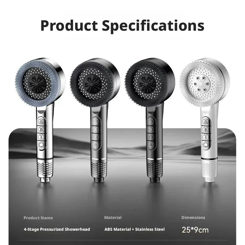 4Modes Pressure Boost Shower Head Multifunction Adjustable Large Water Shower Nozzle Massage Bathroom Accessory
