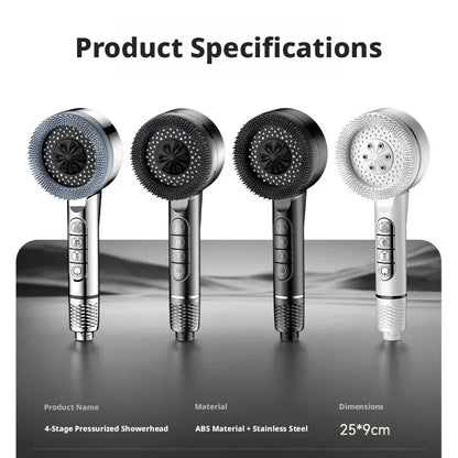 4Modes Pressure Boost Shower Head Multifunction Adjustable Large Water Shower Nozzle Massage Bathroom Accessory