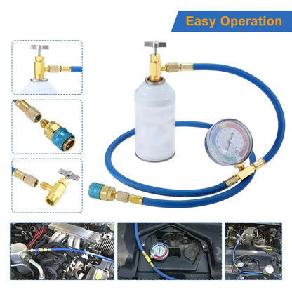 Refrigerant Charging Hose R134A with Gauge Automotive AC Refill Kit Compatible Gas Pressure Measuring Tool for Car Air Repair