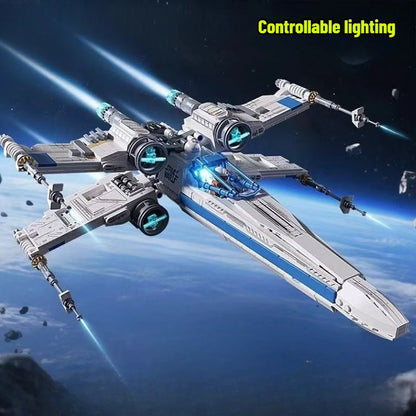 Big X-Wing Space Fighter Building Blocks With LED Light Aircraft Vehicle With Pilot Bricks Construction Toy For Kids Boys Gifts