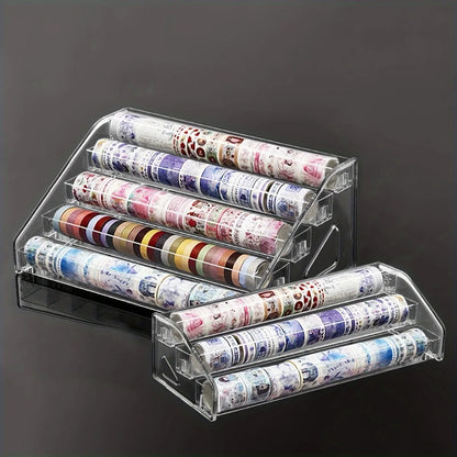Transparent Ladder Display Rack, Hand Account Tape and Sticker Storage Rack, Cosmetics, Perfume, Nail Polish Storage Box