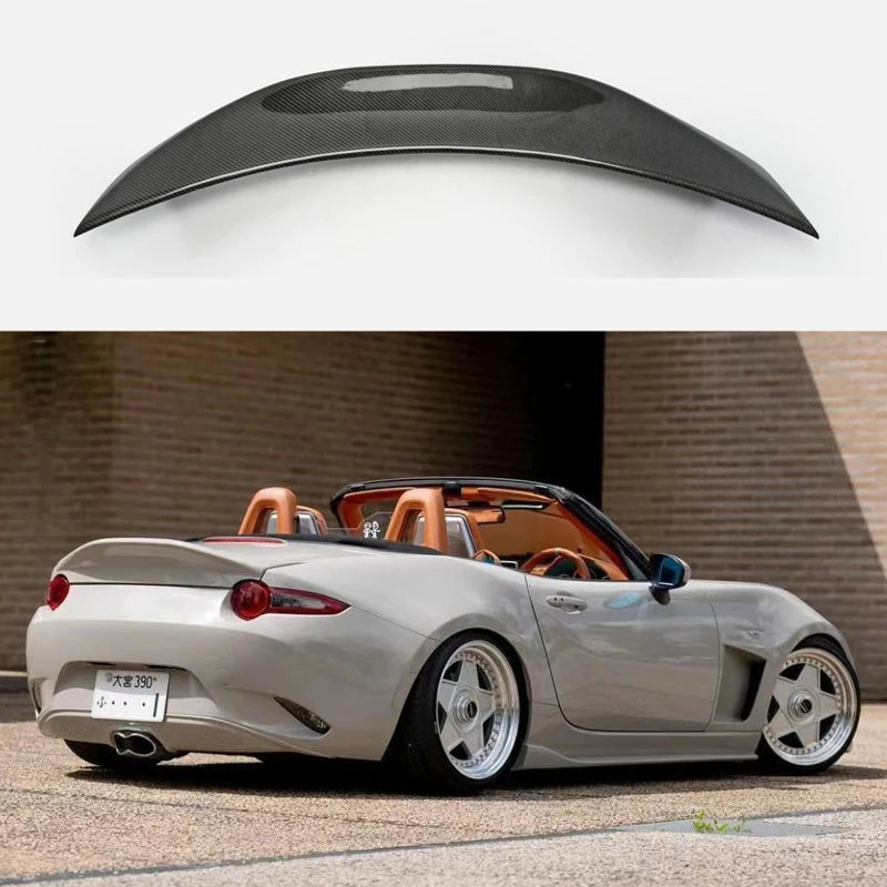 For Mazda MX5 Miata ND RF LMS Style Confiber Fiber Glass Unpainted Duckbill Spoiler Trunk Wing Lip Racing AccessoriTrim