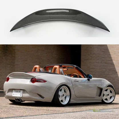 For Mazda MX5 Miata ND RF LMS Style Confiber Fiber Glass Unpainted Duckbill Spoiler Trunk Wing Lip Racing AccessoriTrim