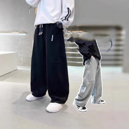 UNITIM 2026 Autumn Teens Boys Sweatpants 4-14Yrs Kids Boys Wide Leg Pants Loose Elastic Waist Junior Children Boys Straight Pant