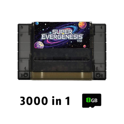 Super EVERGENESIS 3000 in 1 SFC Game Card OS V12 With 8GB TF Card For 16-bit US SNES Video Game Console Game Accessories
