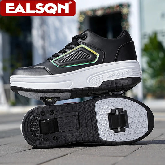 Student's Boys Roller Skates Shoes With Detachable Two-Wheel size 30-41 Multifunctional Sport Walking Sneakers For Children Girl
