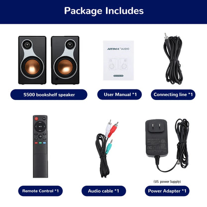 AIYIMA S500 Classic Bookshelf Speaker Bluetooth Wireless 120W Hifi Active Speakers For Home Computer Game Coaxial Optical RCA