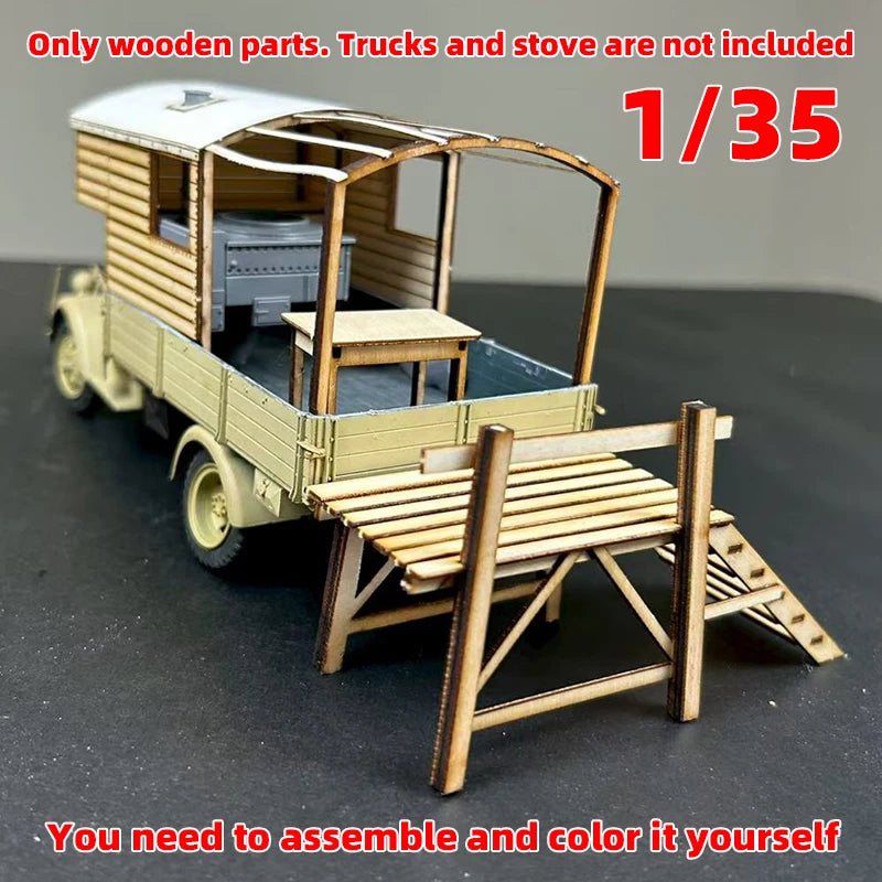 1/35 Scale Model Kit Material Wooden Military Truck Car Compartment Van Truck Bed Modified Parts Part Accessory Miniature Models