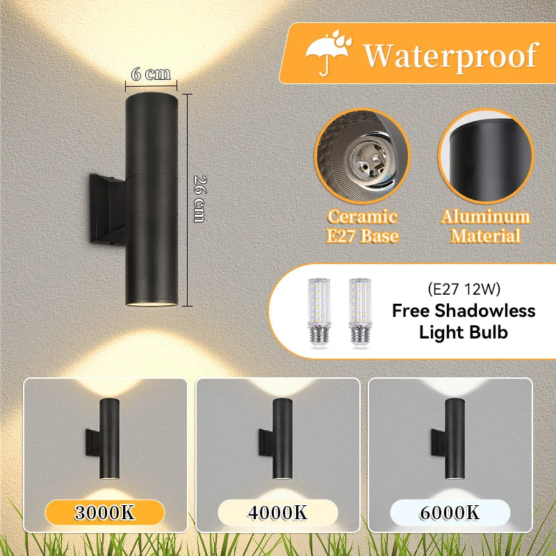 Outdoor Wall Light IP65 Waterproof Wall Lamp Replaceable E27 Bulb Gate Garden Balcony Living Room Decorative Lights