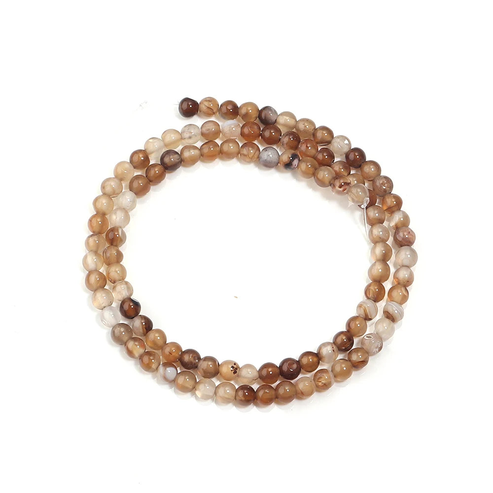 1 String 4/6/8/10/12mm Light Brown Striped Agate Beads Natural Stone Beads for Jewelry Making DIY Bracelet Necklace Supplies