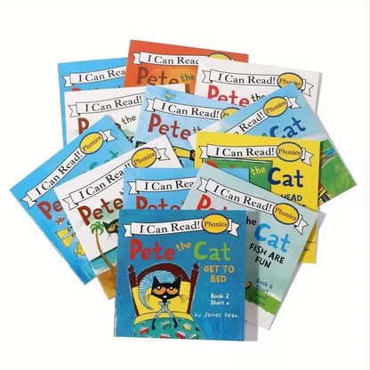 12 Books Set Pete the Cat I Can Read, Mini Portable English Picture Books, Kids Storybooks, Primary English Learning