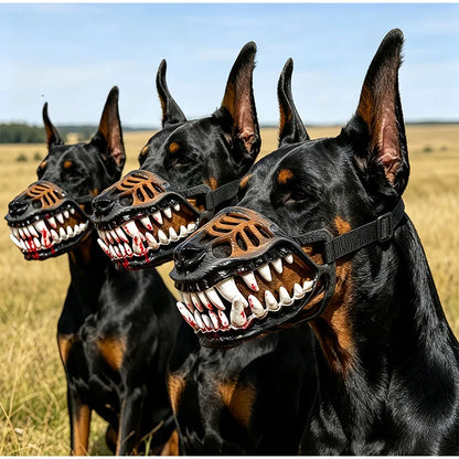 Halloween Scary Dog Latex Muzzle Costume Mask Movable Fake Horror Teeth Breathable Non‑Restrictive Pet Muzzle Cosplay Accessory